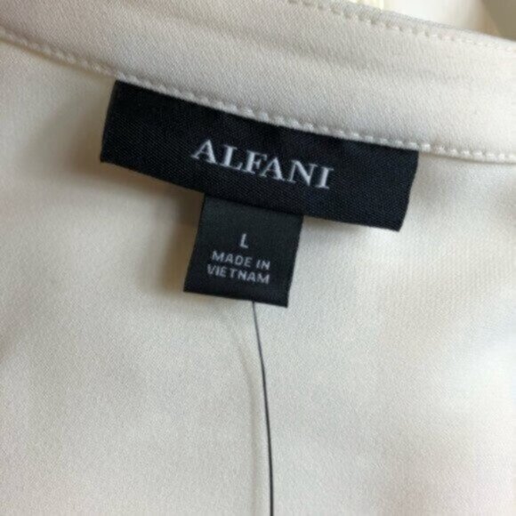 NWT Alfani White Button Down Blouse Large - Picture 8 of 8
